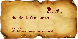 Mazák Asszunta névjegykártya